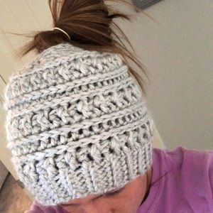 Crochet ponytail beanie
